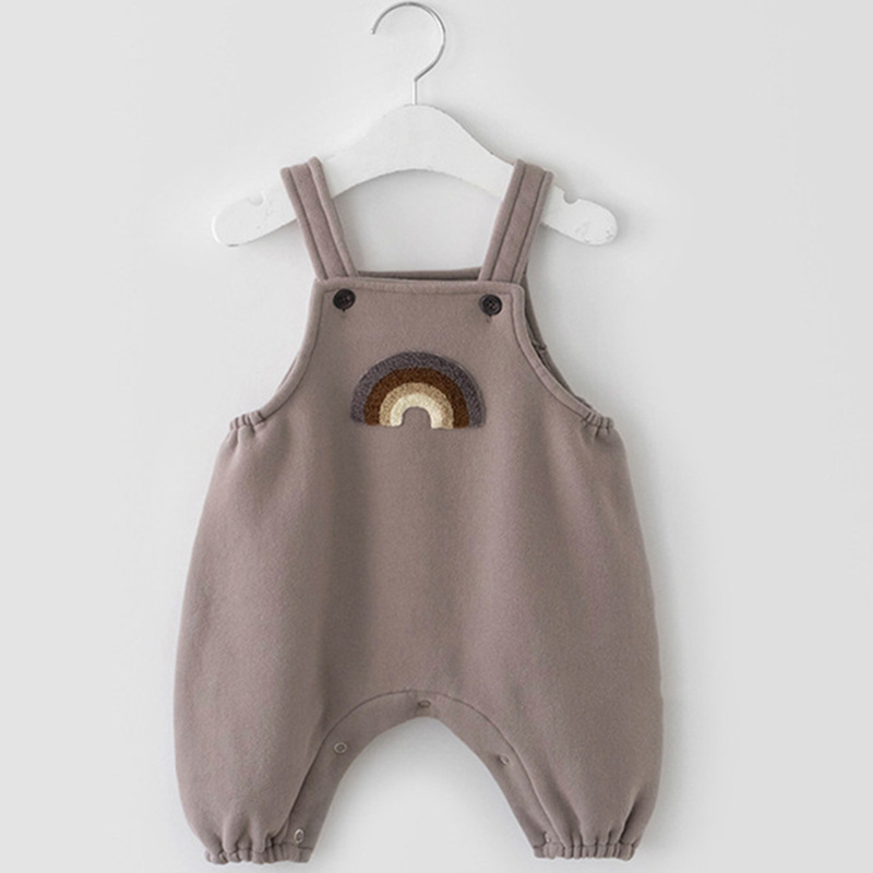 2pcs Baby Boy/Girl Rainbow Suspender Long Sleeve Romper and T-shirt Set-kissminis