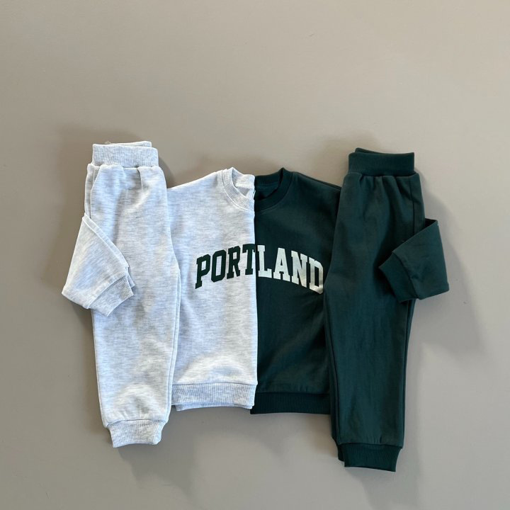 2pcs Toddler 'PORTLAND' Crew Neck Sweatshirt and Pants Set-kissminis