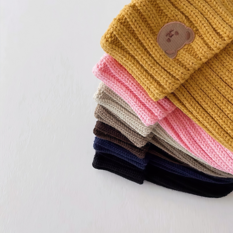 Baby Toddler Embroideried Bear Knitted Hat