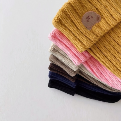 Baby Toddler Embroideried Bear Knitted Hat