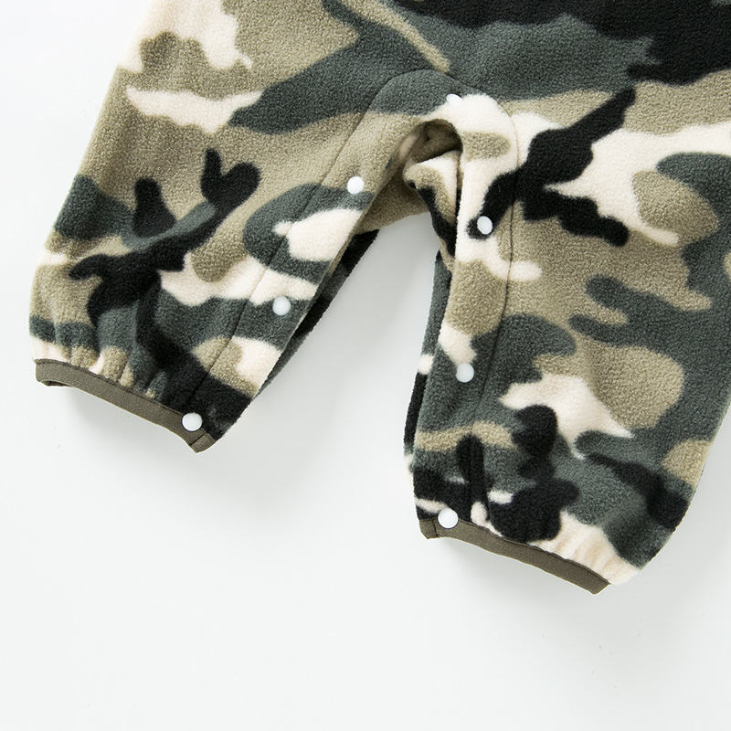 Baby Flannel Camouflage Print Romper-kissminis