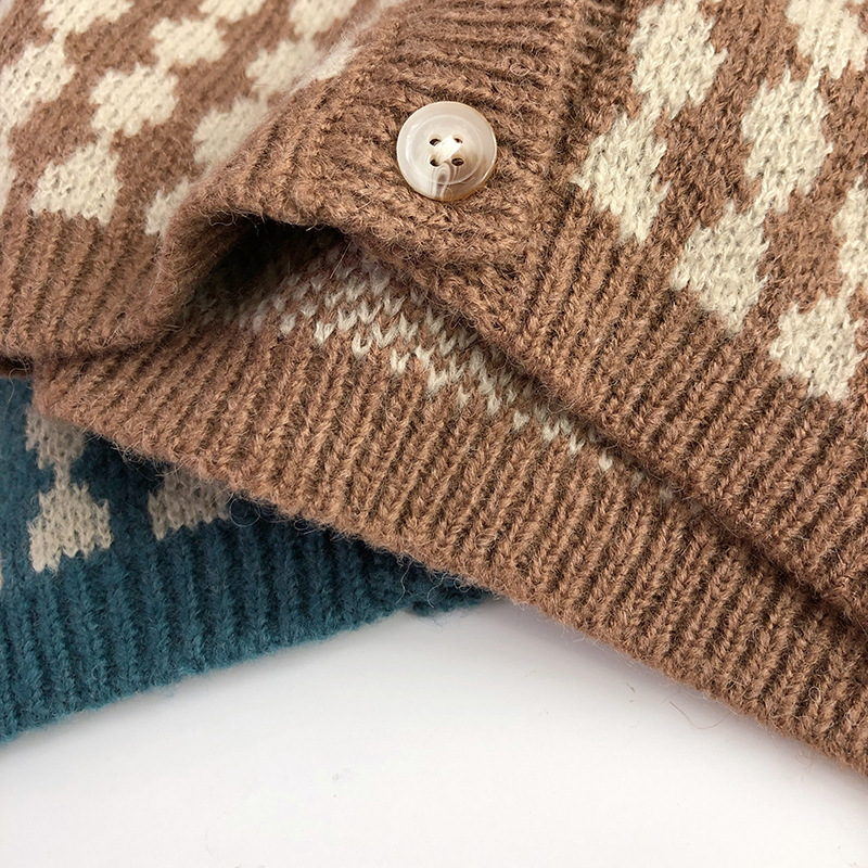 Toddler Winter Boy/Girl Allover Plaid Pattern Knitted Sweatshirt-kissminis