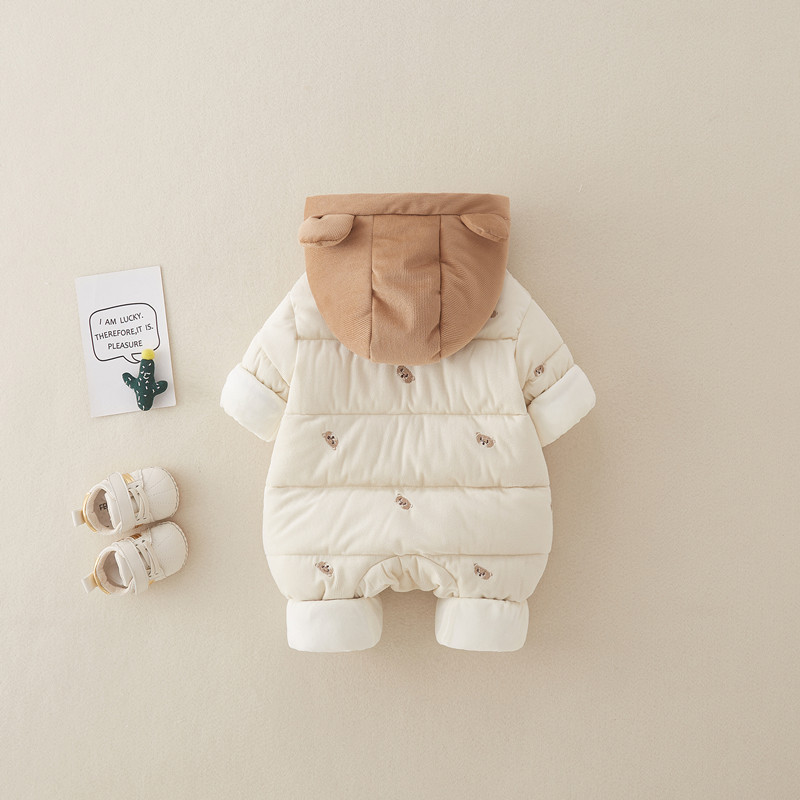 Baby Boy/Girl Winter Thicken Cute Bear and Rabbit Pattern Long Sleeve Hooded Romper-kissminis