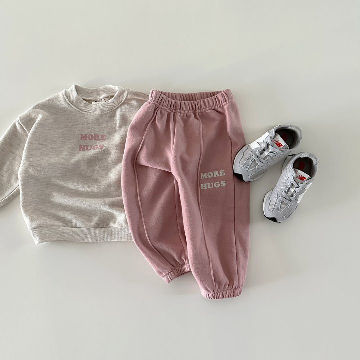 2pcs Baby Solid Color 'MORE HUGS' Sweatshirt and Pants Set-kissminis