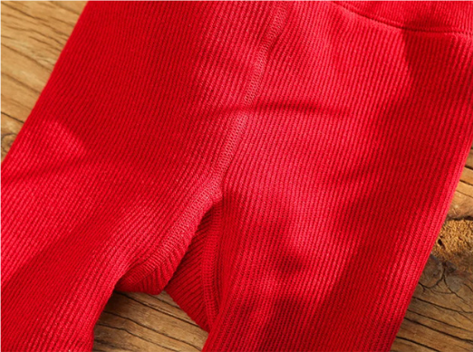 Baby Girl Christmas Style Solid Color Knitted Leggings-kissminis