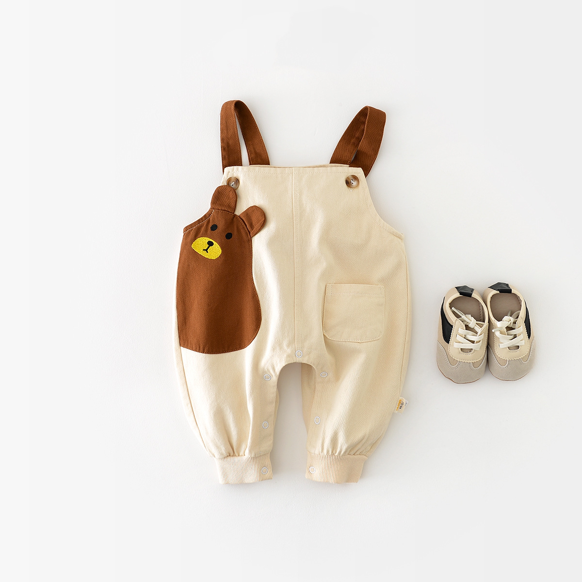 Baby Boy/Girl Cartoon Bear Pattern Overalls-kissminis