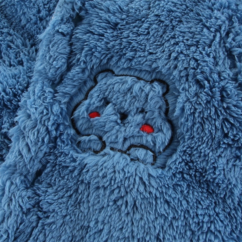 Baby Boy/Girl Winter Thicken Bear Patch Long Sleeve Fluff Hooded Romper-kissminis