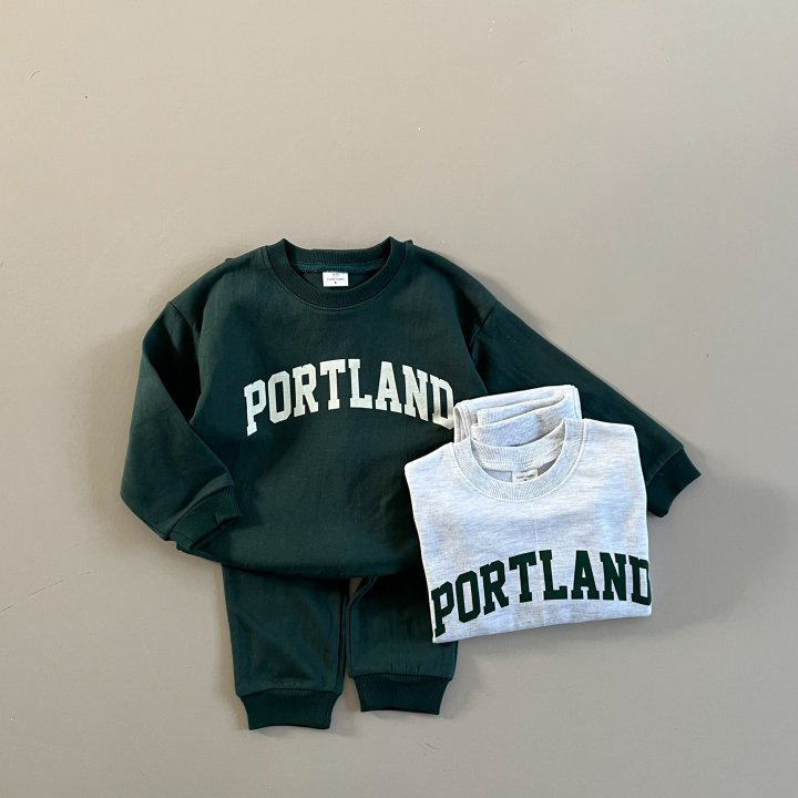 2pcs Toddler 'PORTLAND' Crew Neck Sweatshirt and Pants Set-kissminis