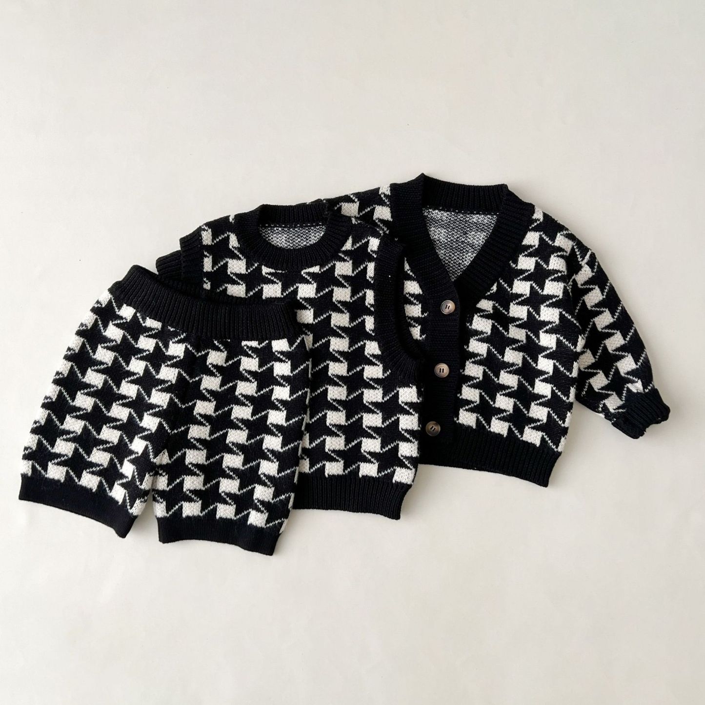 Toddler Boy/Girl Ins Style Print Vest and Cardigan and Pants Set-kissminis