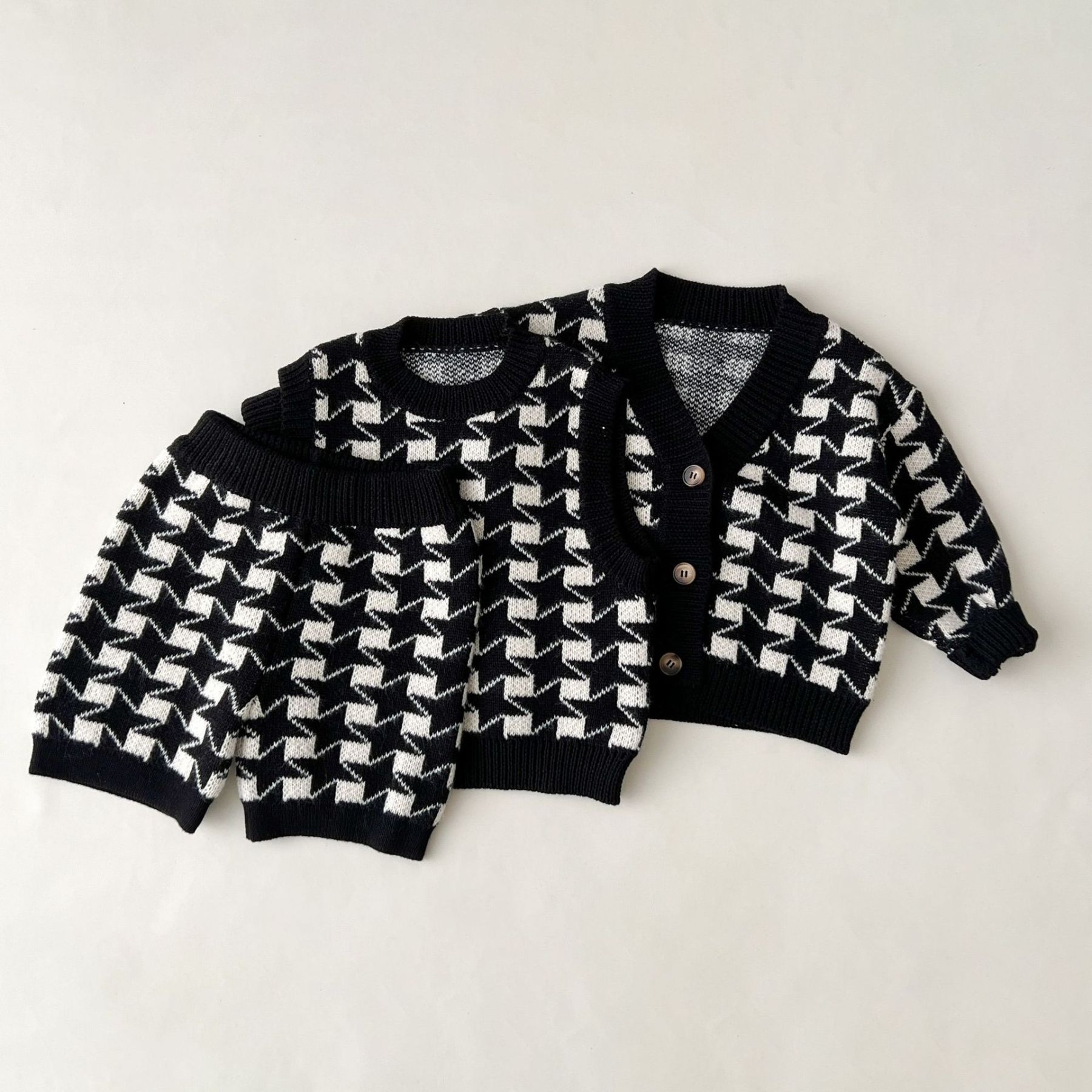 Toddler Boy/Girl Ins Style Print Vest and Cardigan and Pants Set-kissminis