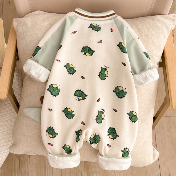 Baby Boy/Girl Allover Cute Dinosaurs Pattern Long Sleeve Romper-kissminis