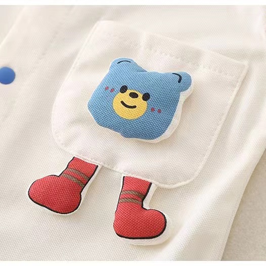 Baby Boy Stereoscopic Bear Plaid Splicing Romper-kissminis