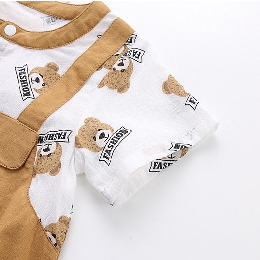 Baby Boy/Girl Bear Embroidery Prints Bodysuit-kissminis