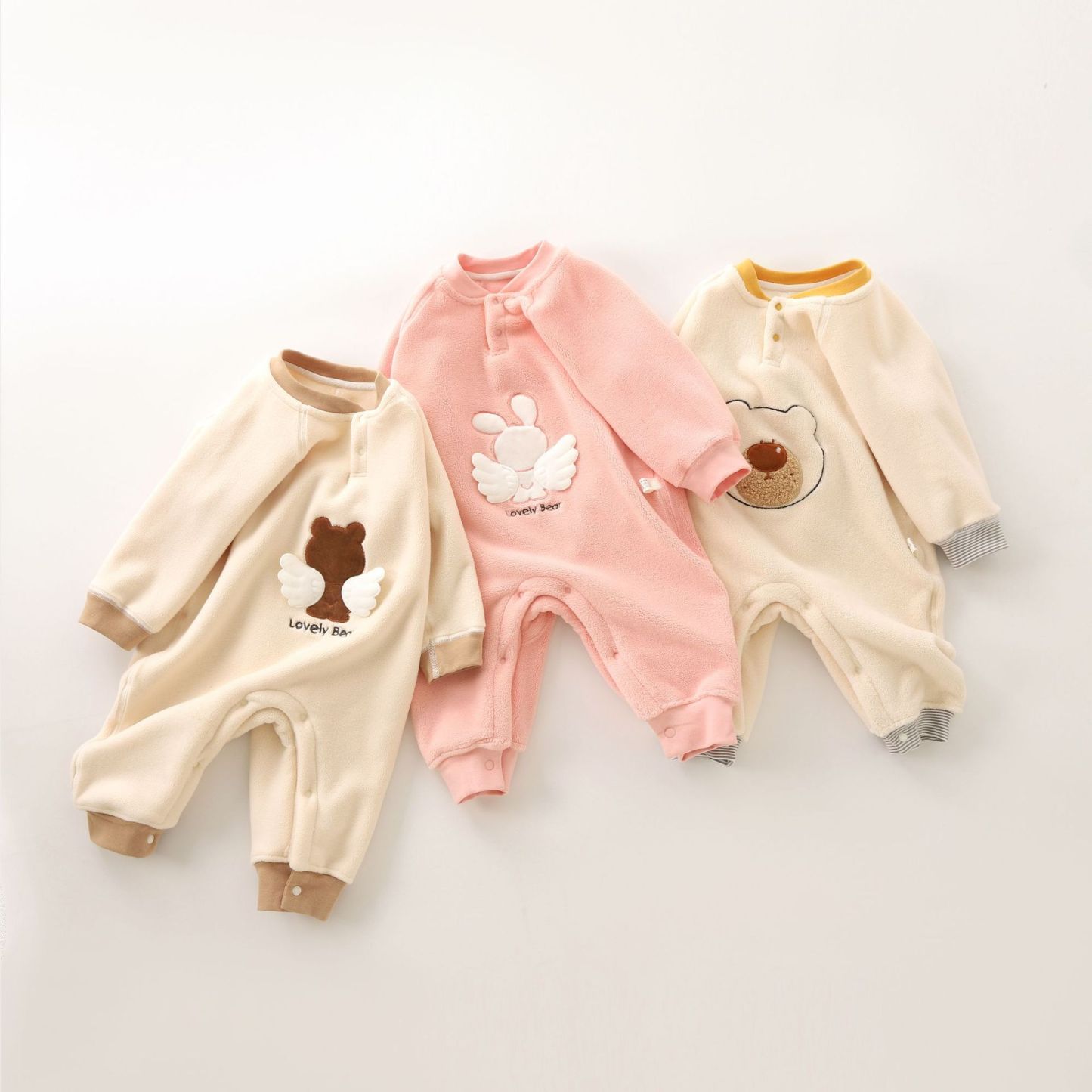 Winter Baby Girl Fleece Angle Print Romper-kissminis