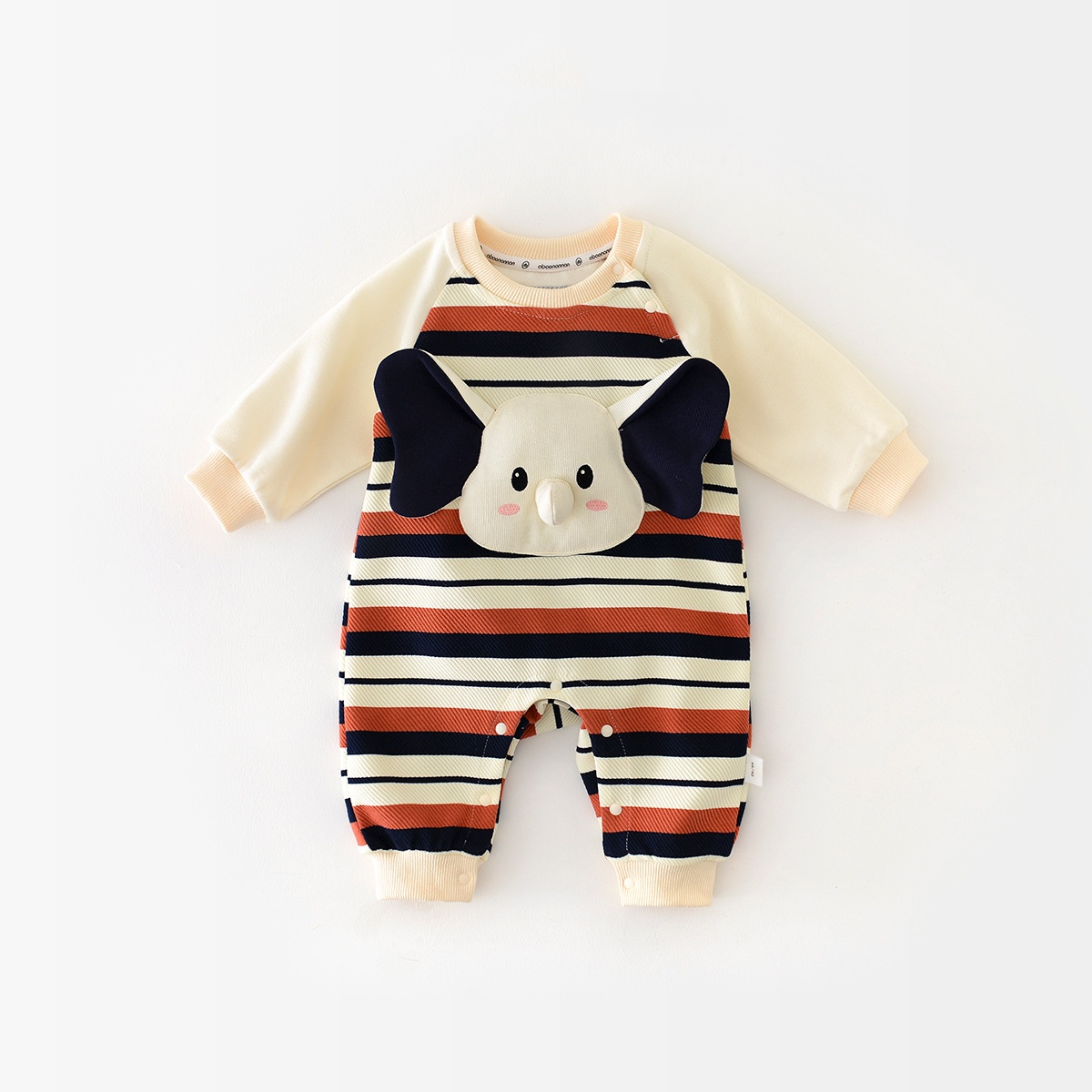 Baby Striped Elephant Pattern Romper-kissminis