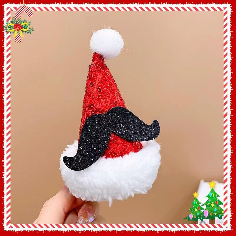 Baby Girl Cute Christmas Style Santa Hat Design Hair Clip-kissminis