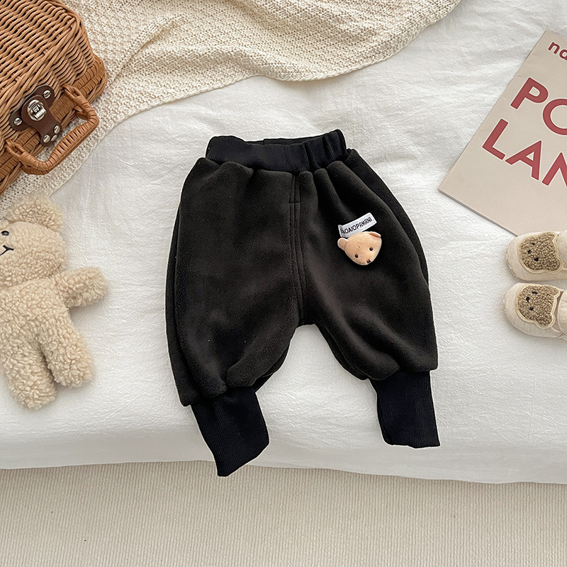 Baby Toddler Boy/Girl Solid Color 3D Bear Long Pants -kissminis
