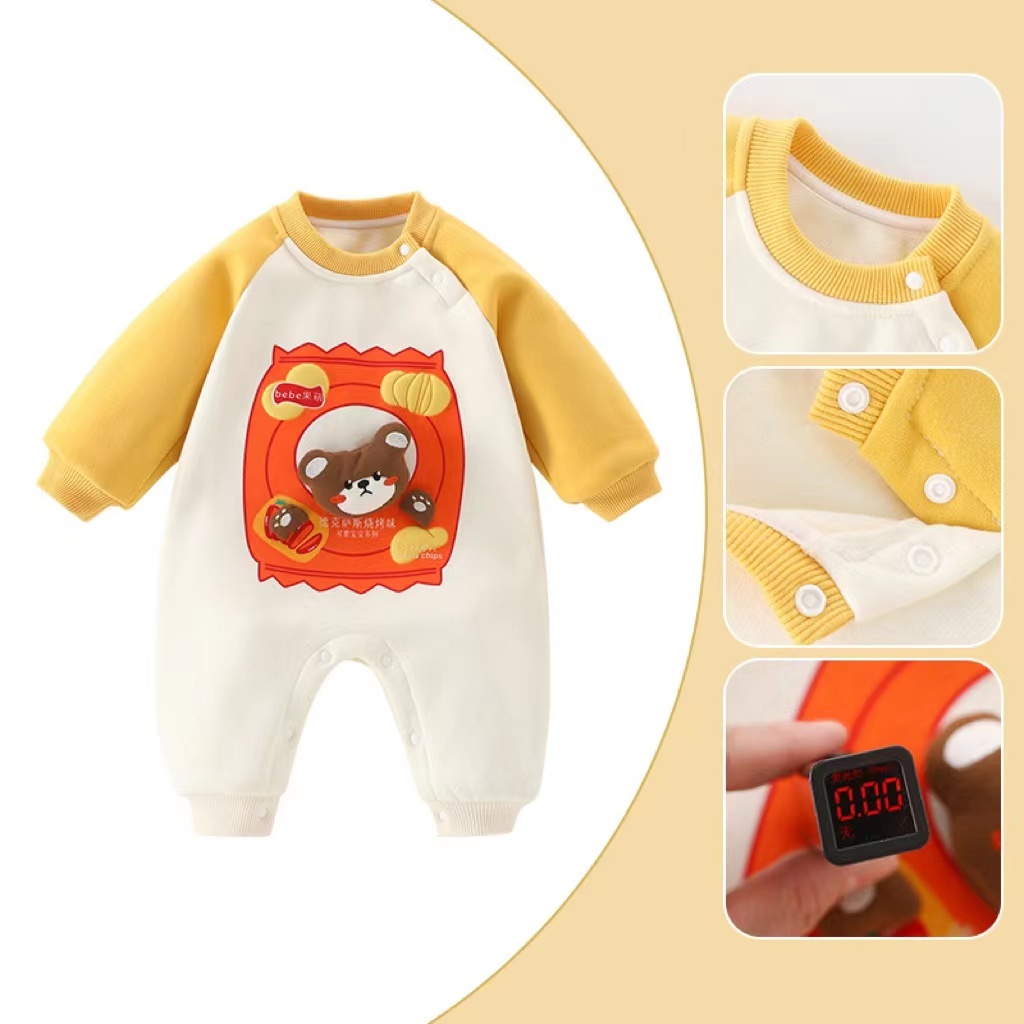 Baby & Girl Winter Cartoon Bear Thichen Long Sleeve Romper-kissminis