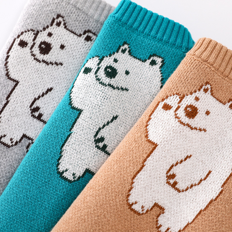 Baby Boy/Girl Allover White Bear Cute Design Long Sleeve Ropmer-kissminis