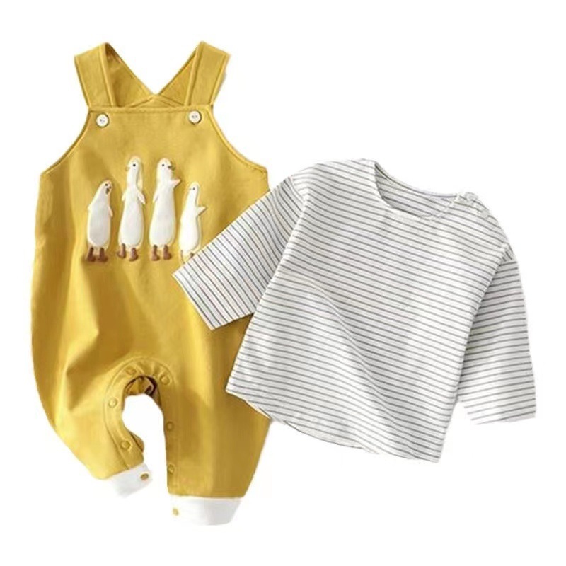 2pcs Baby Ducks Print Romper and Sweatshirt -kissminis