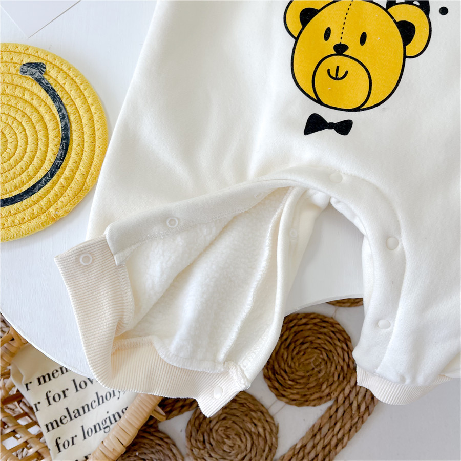 Baby Boy/Girl 95% Cotton Cute Teddy Bear Pattern Long Sleeve Romper-kissminis