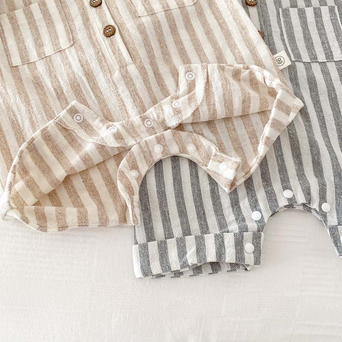 Baby Polo Neck Striped Romper-kissminis
