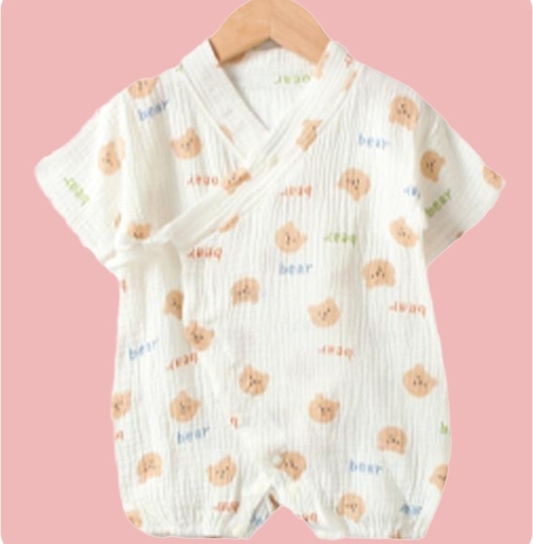 Baby Boy/Girl Bear Printed Romper-kissminis
