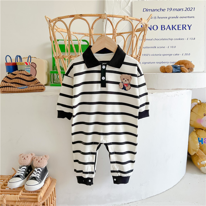 Baby Boy/Girl Simple Bears Long Sleeve Romper-kissminis