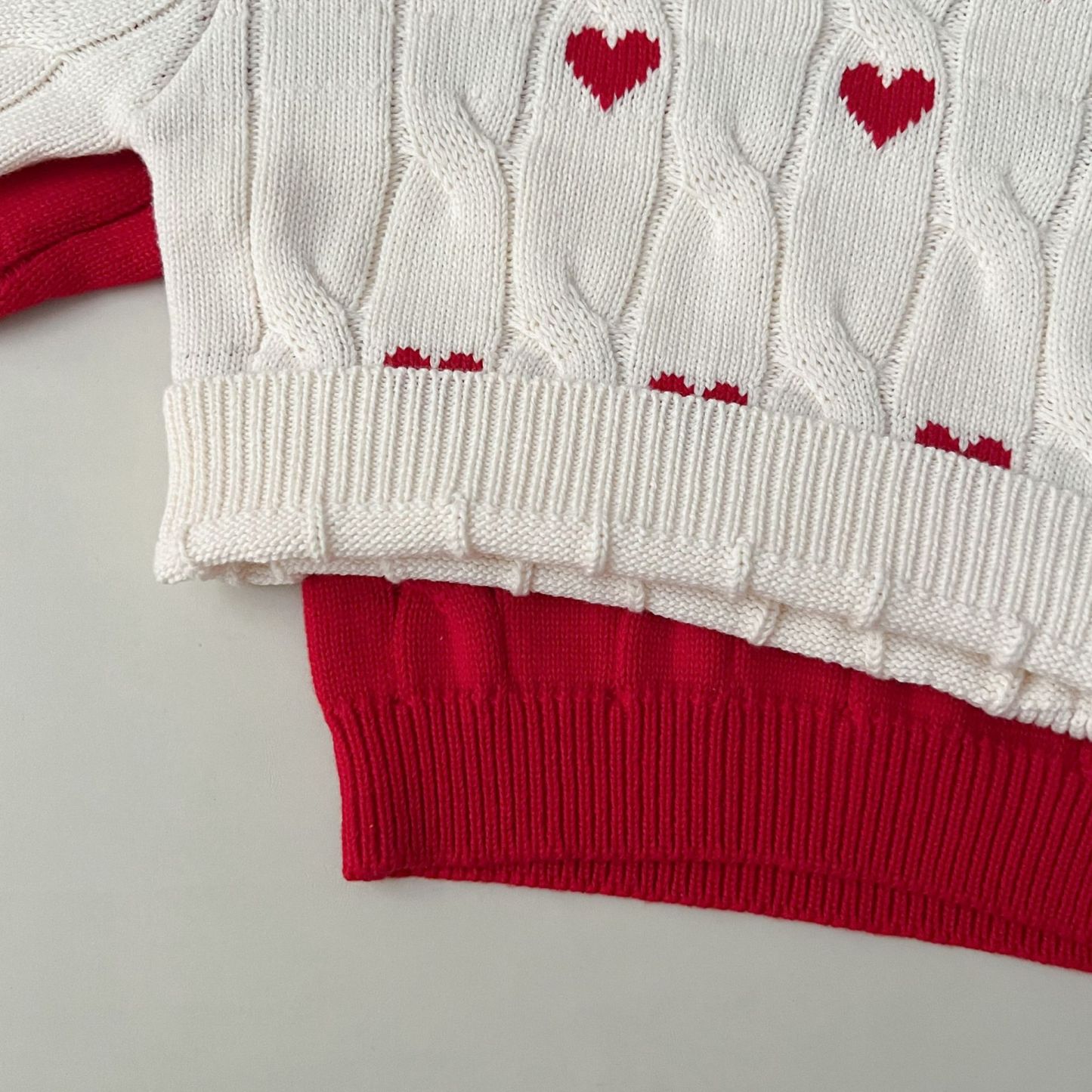 2pcs Baby Allover Heart Pattern Woolen Pullover Knit Sweater-kissminis
