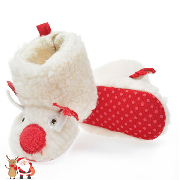 Baby Winter Thicken Christmas Style Fluff Shoes-kissminis