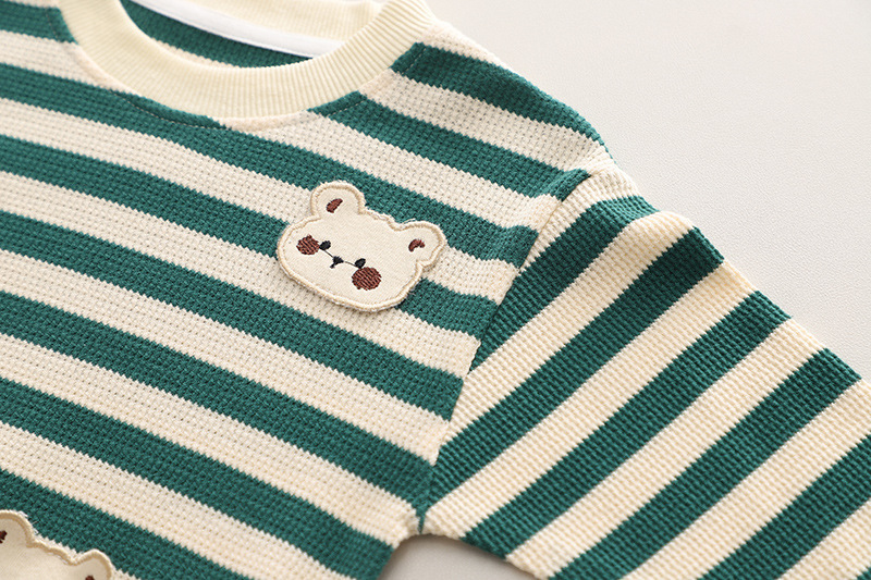 2pcs Toddler Striped and Bear Graphic Sweatshirt and Pant Set-kissminis