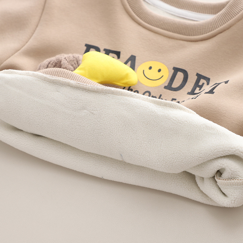 Toddler Boy Cute 3D Bear&Smiling Face Pattern Two-Piece Set-kissminis