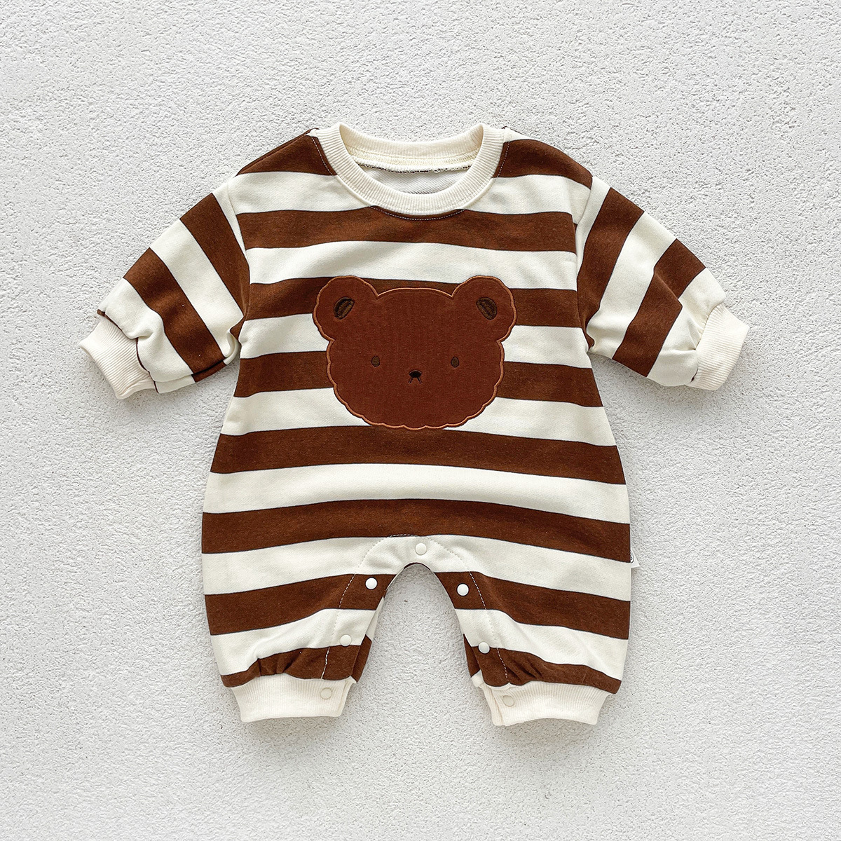 Baby Boy/Girl 95% Cotton Cute Bear Rabbit Graphic Stripe Long Sleeve Romper-kissminis