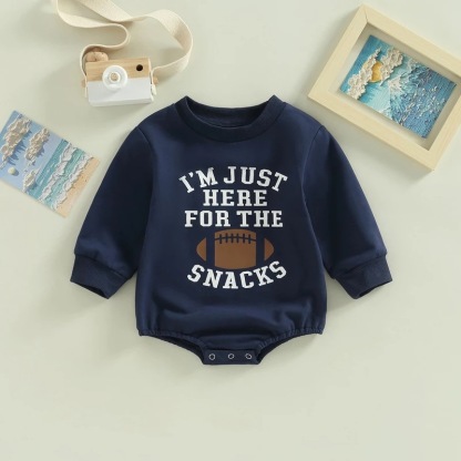 Baby Boy/Girl Baseball Theme Letters Print Long Sleeve Bodysuit-kissminis