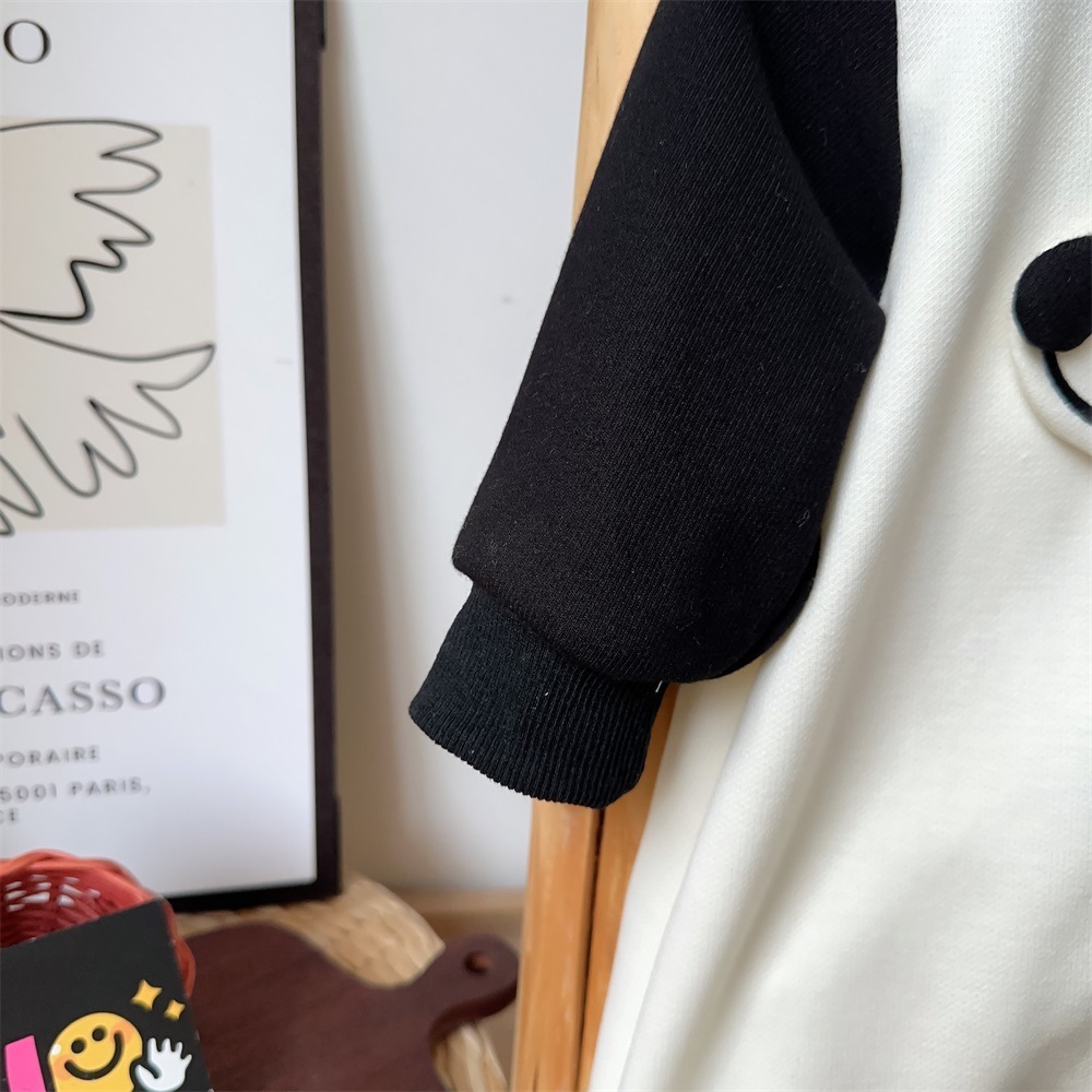 Dog-themed Design Pocket Black and White Romper