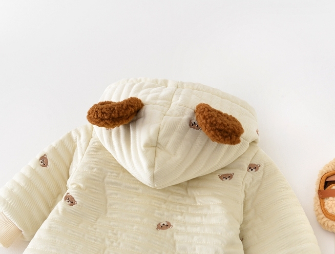 Baby Boy Winter Thicken Bear Graphic Long Sleeve Romper-kissminis