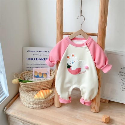 Baby Girl Rabbit and Carrot Patch Long Sleeve Romper-kissminis