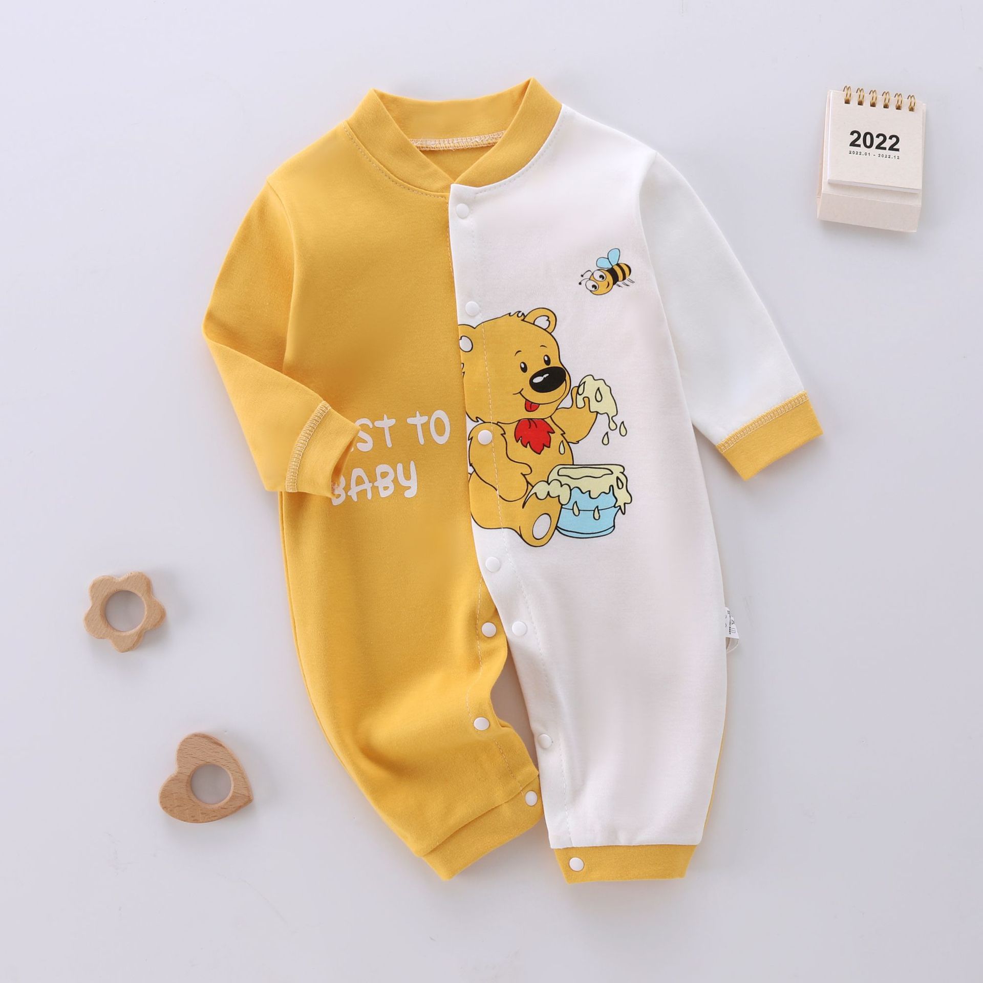 Long Sleeve Combed Cotton Romper, Printed Infant Onesie (Unisex) 