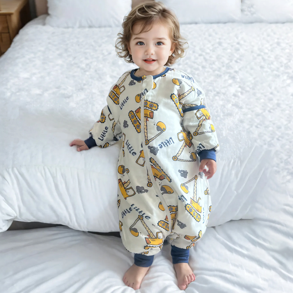 Baby Split Leg Sleep Sack - 100% Cotton Wearable Blanket, 2-Layer Design (0-24 Months)