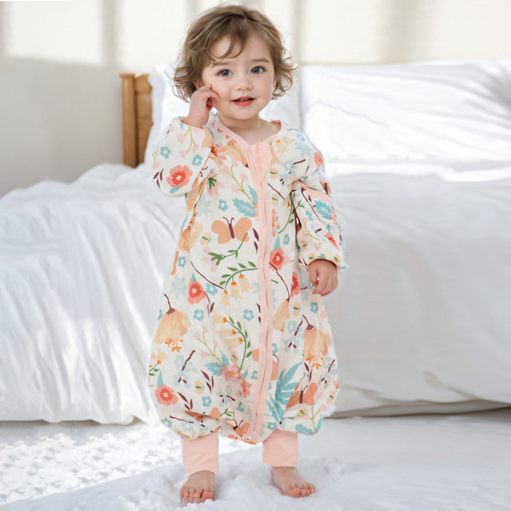 Baby Split Leg Sleep Sack - 100% Cotton Wearable Blanket, 2-Layer Design (0-24 Months)