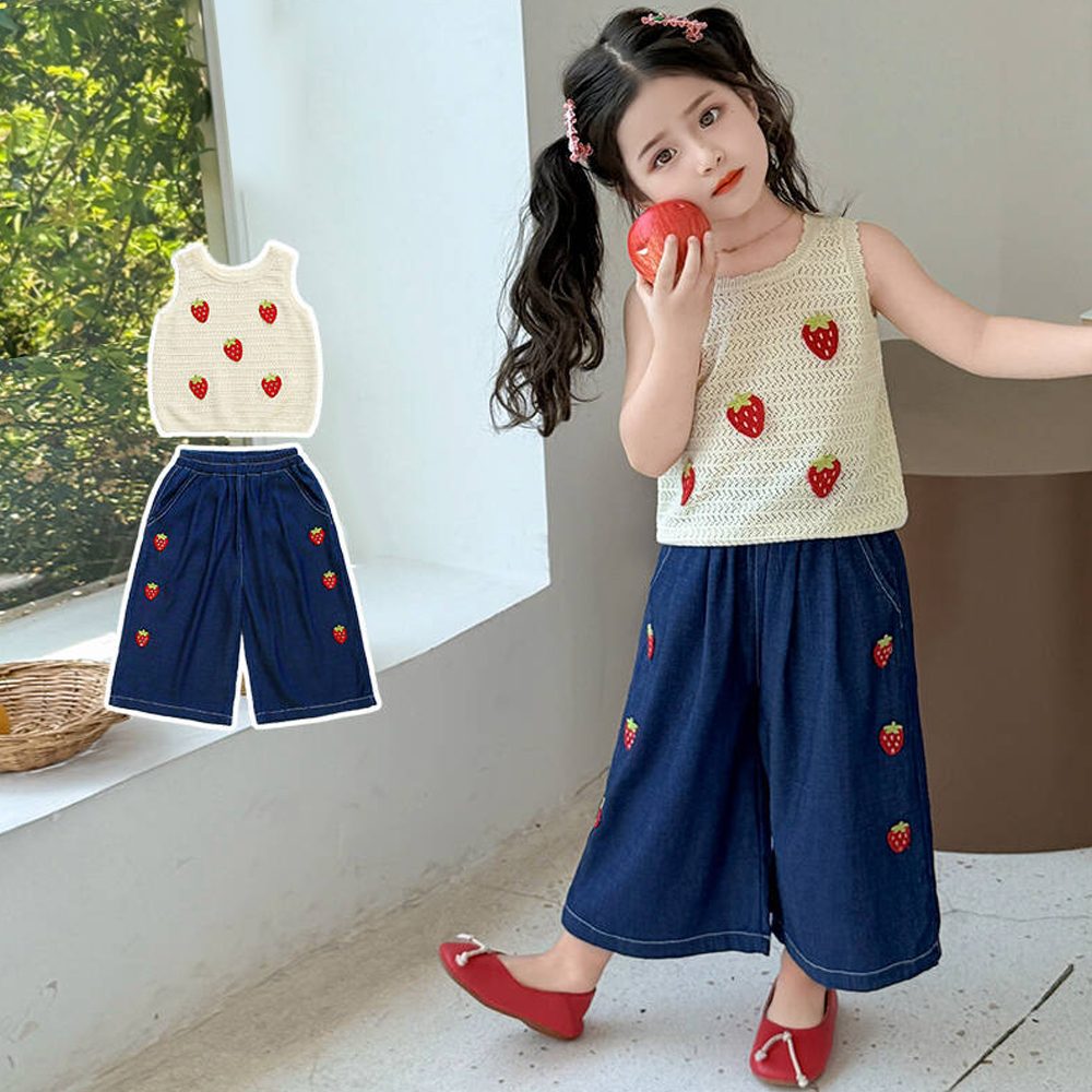 Baby Strawberry Knit Tank Top/Shorts