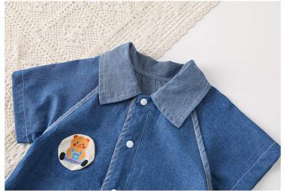 Baby Boy/Girl Cartoon Print Summer Denim Rromper