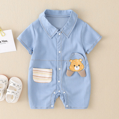 Baby Boy/Girl Cartoon Bear Stamp Duty Rromper