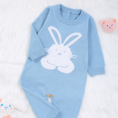 Baby Easter Baby Bunny Pattern Knit Long Sleeve Romper