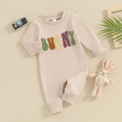 Baby Alphabet Embroidery  Long Sleeve Romper