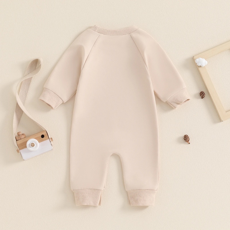 Baby Crew Neck Monogram Print Long Sleeve Romper