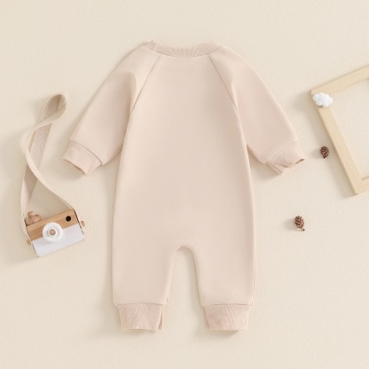 Baby Crew Neck Monogram Print Long Sleeve Romper