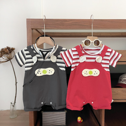 [Copy]Baby Boy/Girl Striped Cartoon Romper