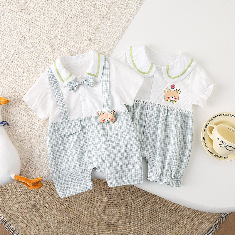 Baby Boy/Girl Bear stripe Summer Romper