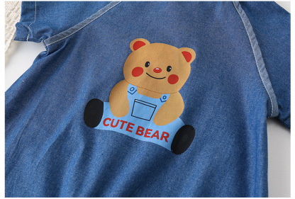 Baby Boy/Girl Cartoon Print Summer Denim Rromper